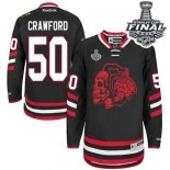 Chicago Blackhawks #50 Red Skull 2014 Stadium Series Corey Crawford Premier Black With 2015 Stanley Cup Finals Patch Jersey Sale Size 48/M|50/L|52/XL|54/XXL|56/XXXL