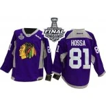 Chicago Blackhawks #81 Practice Marian Hossa Authentic Purple With 2015 Stanley Cup Finals Patch Jersey Sale Size 48/M|50/L|52/XL|54/XXL|56/XXXL