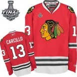 Kids Chicago Blackhawks #13 Daniel Carcillo Authentic Red Home With 2015 Stanley Cup Finals Patch Jersey For Sale Sizes kids S-M-L-XL