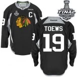 Chicago Blackhawks #19 Practice Jonathan Toews Authentic Black With 2015 Stanley Cup Finals Patch Jersey Sale Size 48/M|50/L|52/XL|54/XXL|56/XXXL