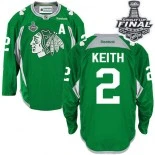 Chicago Blackhawks #2 Practice Duncan Keith Premier Green With 2015 Stanley Cup Finals Patch Jersey Sale Size 48/M|50/L|52/XL|54/XXL|56/XXXL