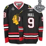 Chicago Blackhawks #9 Womens Bobby Hull Authentic Black With 2015 Stanley Cup Finals Patch Jersey Sale Size S|M|L|XL|XXL