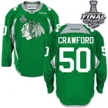 Chicago Blackhawks #50 Practice Corey Crawford Premier Green With 2015 Stanley Cup Finals Patch Jersey Sale Size 48/M|50/L|52/XL|54/XXL|56/XXXL