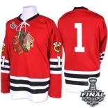 Chicago Blackhawks Mitchell and Ness #1 1960-61 Throwback Glenn Hall Premier Red With 2015 Stanley Cup Finals Patch Jersey Sale Size 48/M|50/L|52/XL|54/XXL|56/XXXL