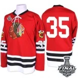 Chicago Blackhawks Mitchell and Ness #35 1960-61 Throwback Tony Esposito Premier Red With 2015 Stanley Cup Finals Patch Jersey Sale Size 48/M|50/L|52/XL|54/XXL|56/XXXL