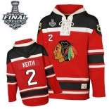 Chicago Blackhawks Old Time Hockey #2 Sawyer Hooded Sweatshirt Youth Duncan Keith Premier Red With 2015 Stanley Cup Finals Patch Jersey Sale Size S/M|L/XL
