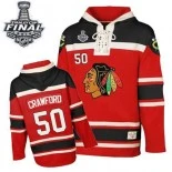 Chicago Blackhawks Old Time Hockey #50 Sawyer Hooded Sweatshirt Youth Corey Crawford Premier Red With 2015 Stanley Cup Finals Patch Jersey Sale Size S/M|L/XL