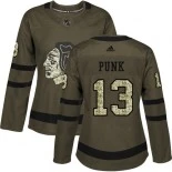 Women's CM Punk Green Chicago Blackhawks #13 Salute to Service Adidas Authentic Jersey