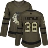 Women's Ryan Hartman Green Chicago Blackhawks #38 Salute to Service Adidas Premier Jersey