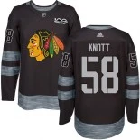 Graham Knott Black Chicago Blackhawks #58 1917-2017 100th Anniversary Adidas Premier Jersey