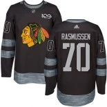 Dennis Rasmussen Black Chicago Blackhawks #70 1917-2017 100th Anniversary Adidas Authentic Jersey
