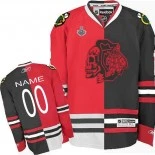 Customized Chicago Blackhawks Authentic Red Black Two Tone Red Skull Jersey