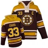 Old Time Hockey Boston Bruins #33 Zdeno Chara Authentic Black Sawyer Hooded Sweatshirt Jersey - Blackhawks Player Jersey