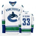 Vancouver Canucks #33 Henrik Sedin Authentic Away White Jersey - Blackhawks Player Jersey