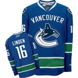 Vancouver Canucks #16 Trevor Linden Premier Home Navy Blue Jersey - Blackhawks Player Jersey