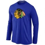 Chicago Blackhawks Big - Tall Logo Blue Long Sleeve T-Shirt Jersey Shop Online Sale XS|S|M|L|XL|XXL|XXXL