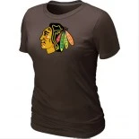 Chicago Blackhawks Brown Logo Women T-Shirt Jersey Shop Online Sale XS|S|M|L|XL|XXL|XXXL