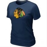 Chicago Blackhawks Dark Blue Logo Women T-Shirt Jersey Shop Online Sale XS|S|M|L|XL|XXL|XXXL