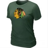Chicago Blackhawks Dark Green Logo Women T-Shirt Jersey Shop Online Sale XS|S|M|L|XL|XXL|XXXL