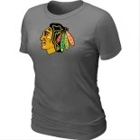 Chicago Blackhawks Dark Grey Logo Women T-Shirt Jersey Shop Online Sale XS|S|M|L|XL|XXL|XXXL