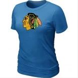 Chicago Blackhawks Light Blue Logo Women T-Shirt Jersey Shop Online Sale XS|S|M|L|XL|XXL|XXXL