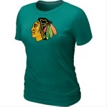 Chicago Blackhawks Light Green Logo Women T-Shirt Jersey Shop Online Sale XS|S|M|L|XL|XXL|XXXL
