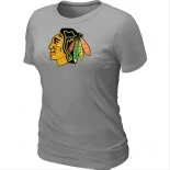 Chicago Blackhawks Light Grey Logo Women T-Shirt Jersey Shop Online Sale XS|S|M|L|XL|XXL|XXXL