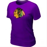 Chicago Blackhawks Purple Logo Women T-Shirt Jersey Shop Online Sale XS|S|M|L|XL|XXL|XXXL