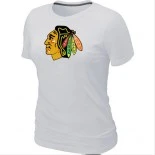 Chicago Blackhawks White Logo Women T-Shirt Jersey Shop Online Sale XS|S|M|L|XL|XXL|XXXL