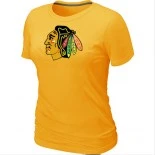 Chicago Blackhawks Yellow Logo Women T-Shirt Jersey Shop Online Sale XS|S|M|L|XL|XXL|XXXL