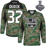Los Angeles Kings #32 Jonathan Quick Authentic 2014 Stanley Cup Camo Veterans Day Practice Jersey - Blackhawks Player Jersey