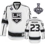 Los Angeles Kings #23 Dustin Brown Premier Away 2014 Stanley Cup White Jersey - Blackhawks Player Jersey