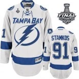 Tampa Bay Lightning #91 Steven Stamkos Premier Away 2015 Stanley Cup White Jersey - Blackhawks Player Jersey