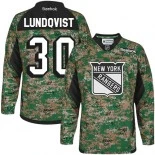 New York Rangers #30 Henrik Lundqvist Premier Camo Veterans Day Practice Jersey - Blackhawks Player Jersey