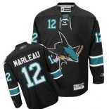 San Jose Sharks #12 Patrick Marleau Authentic Third Black Jersey - Blackhawks Player Jersey