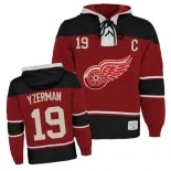 Old Time Hockey Detroit Red Wings #19 Steve Yzerman Authentic Red Sawyer Hooded Sweatshirt Jersey - Blackhawks Player Jersey